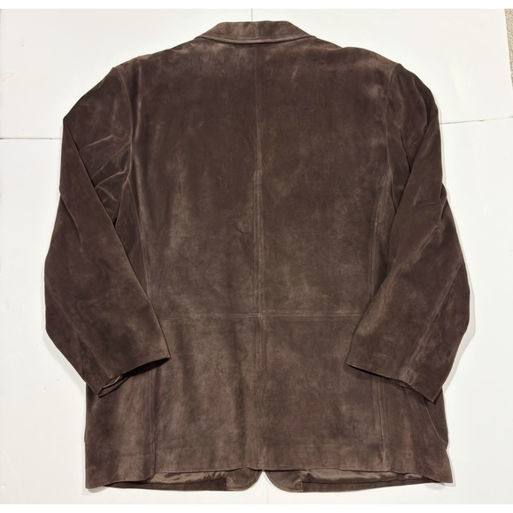 Roundtree & Yorke Mens Long Brown Suede Leather Jacket Coat Trench Size XXL City - Picture 11 of 15